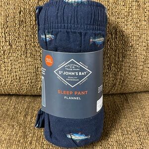 St John’s Bay Navy Fish Print Flannel Sleep Pants 3XL NWT